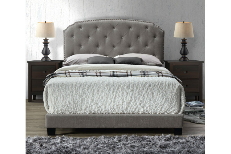 Alcantara diamond tufted upholstered store standard bed